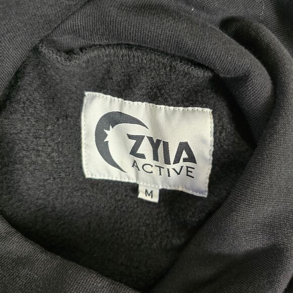 NWT ZYIA ACTIVE Women's Cropped 847 Black Mesh Cowl Neck Sweatshirt Size - Picture 4 of 12